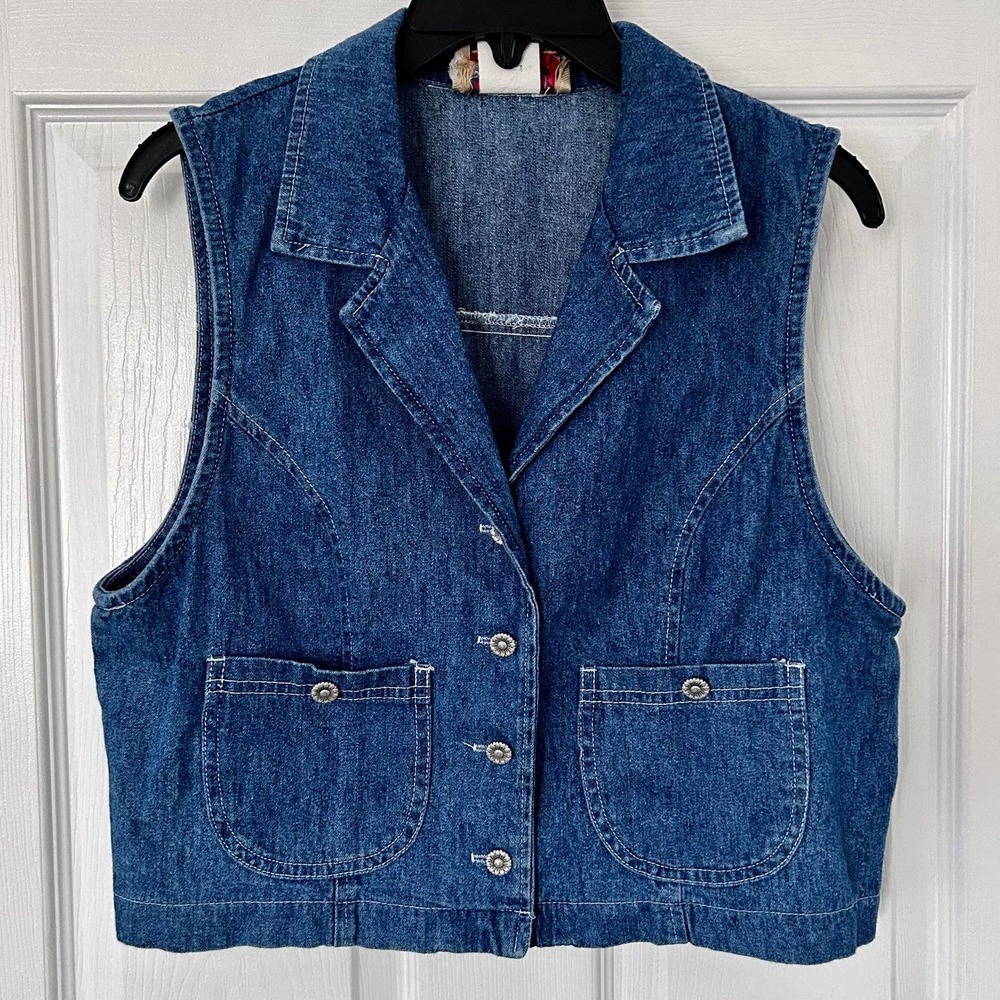 Vintage Denim Cotton Vest Studio Ease Size 10